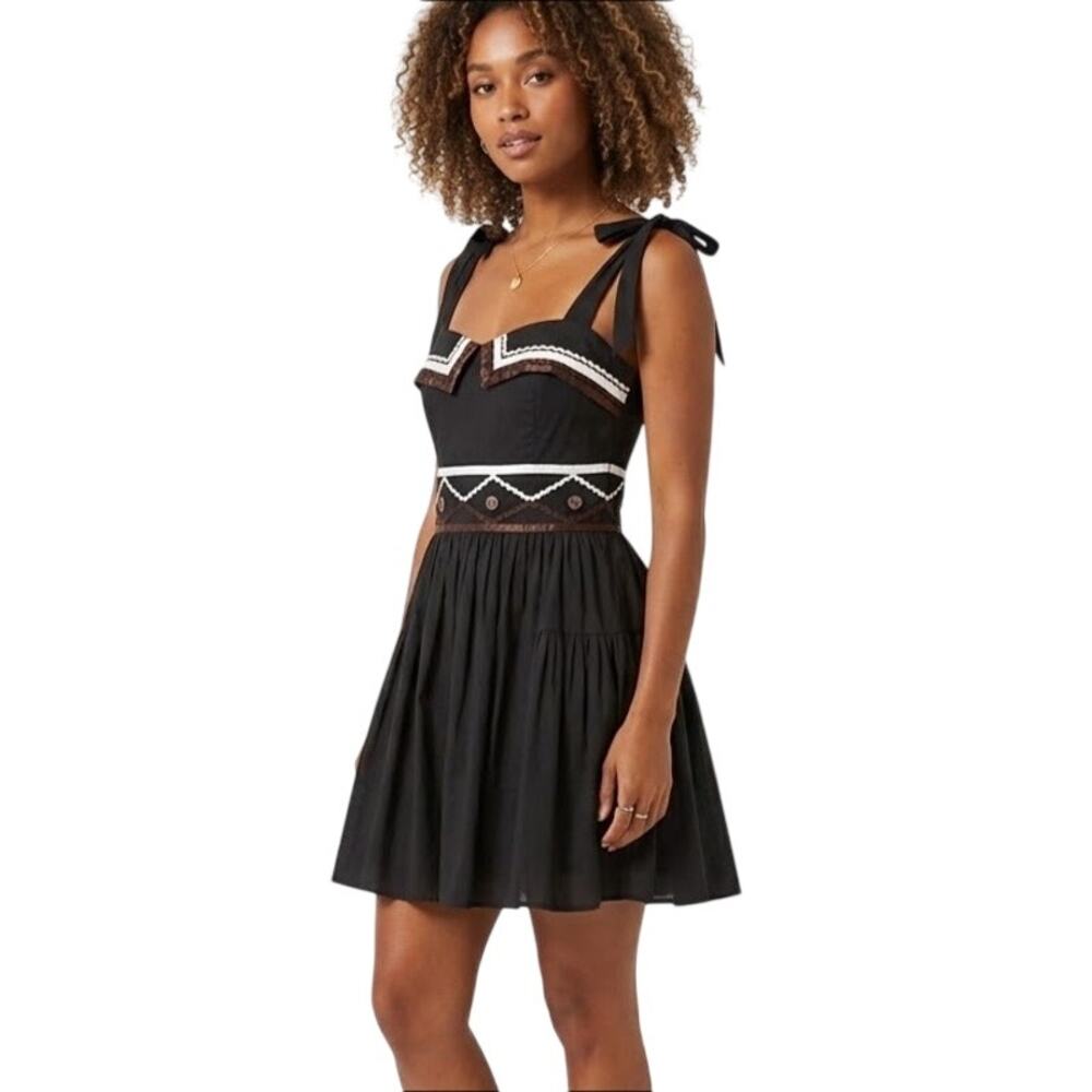 NWT Carolina K Black Cotton Sleeveless Mini Moon Dress Size XS